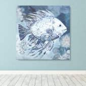 Afdrukken van kustboho Fish Canvas (Insitu (Houten vloer))