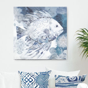 Afdrukken van kustboho Fish Canvas