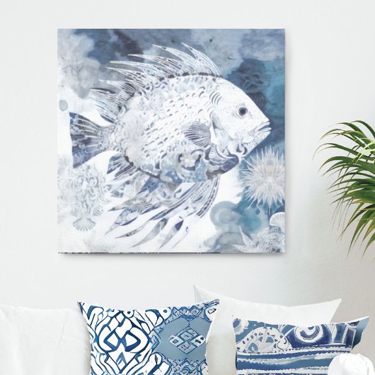 Afdrukken van kustboho Fish Canvas