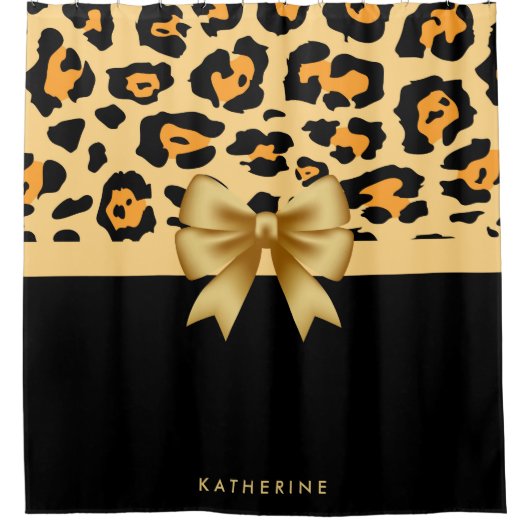 Afdrukken van lint en luipaard douchegordijn (Voorkant)