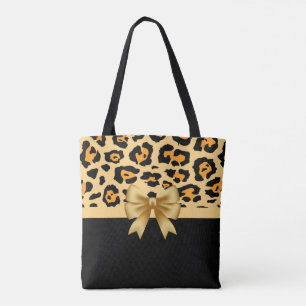 Afdrukken van lint en luipaard tote bag