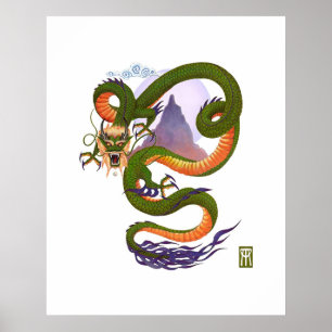 Afdrukken van lunar Dragon Poster
