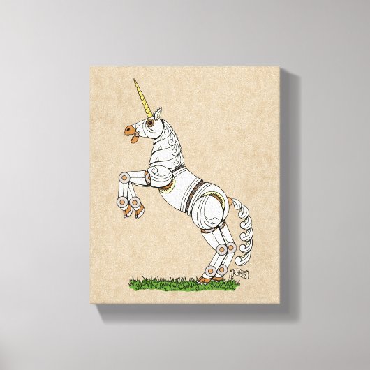 Afdrukken van mechanische Unicorn Canvas (Voorkant)