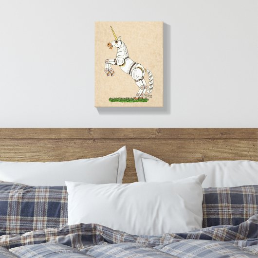 Afdrukken van mechanische Unicorn Canvas (Insitu (Slaapkamer))