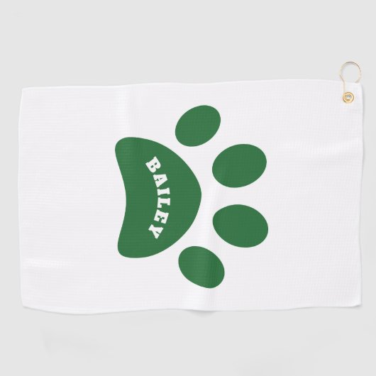 Afdrukken van Monogram Cute Paw Golfhanddoek (Horizontaal)
