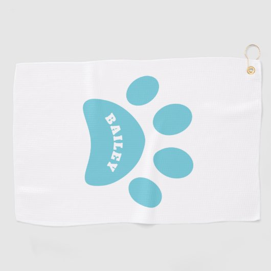 Afdrukken van Monogram Cute Paw Golfhanddoek (Horizontaal)
