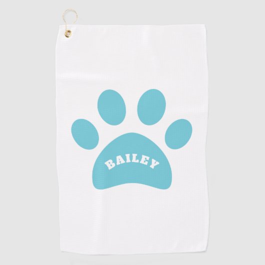 Afdrukken van Monogram Cute Paw Golfhanddoek (Voorkant)