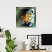 Afdrukken van muziek en Glas in lood Poster (Thuiskantoor)