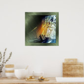 Afdrukken van muziek en Glas in lood Poster (Keuken)