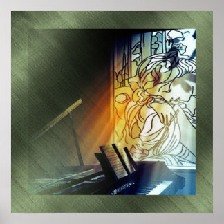 Afdrukken van muziek en Glas in lood Poster