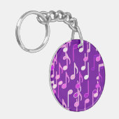 Afdrukken van muzieknoten - paars, meervoudig sleutelhanger (Voorkant Links)