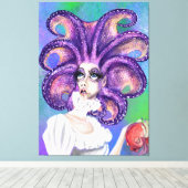 Afdrukken van octopus Woman en Goldfish Canvas - s (Insitu (Houten vloer))