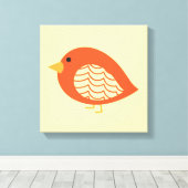 Afdrukken van oranje ruw vogelschilderij (Insitu (Houten vloer))