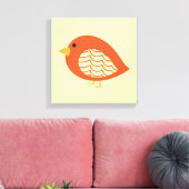 Afdrukken van oranje ruw vogelschilderij (Insitu (Woonkamer))