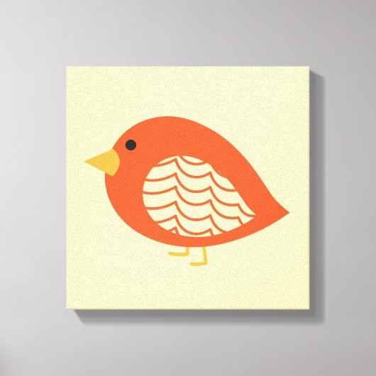 Afdrukken van oranje ruw vogelschilderij (Voorkant)