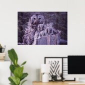Afdrukken van "Owl Family" Poster (Thuiskantoor)