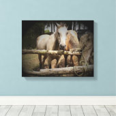 Afdrukken van Paard 1 verdraaid Canvas (Insitu (Houten vloer))