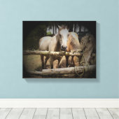 Afdrukken van Paard 1 verdraaid Canvas (Insitu (Houten vloer))
