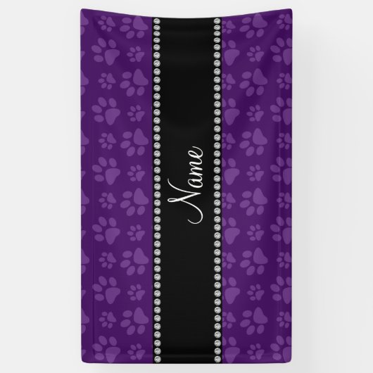 Afdrukken van paarse hondenpoten spandoek (Verticaal)