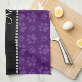 Afdrukken van paarse hondenpoten theedoek (Quarter Fold)