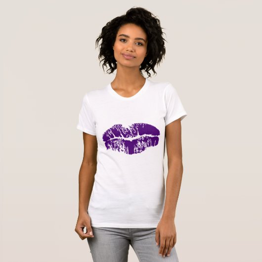 Afdrukken van Paarse lips T-shirt (Voorkant volledig)