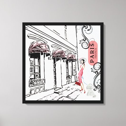 Afdrukken van Parijs en Mode Stretched Canvas (Voorkant)