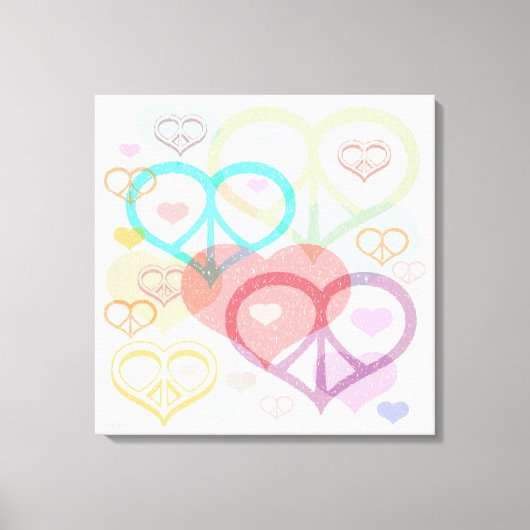 Afdrukken van pasta's, Peace & Love Canvas (Voorkant)