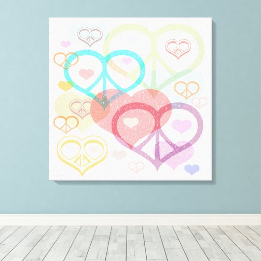 Afdrukken van pasta's, Peace & Love Canvas (Insitu (Houten vloer))