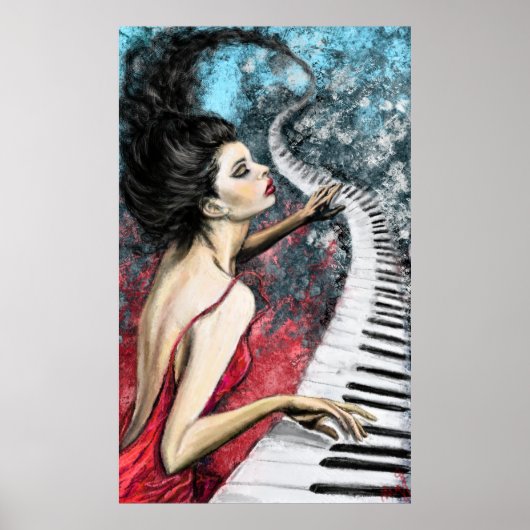 Afdrukken van Piano Lady Feeling Music-Poster - Sc Poster (Voorkant)