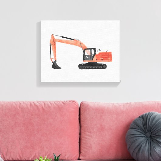 Afdrukken van Red Excavator Construction Vehicle C (Insitu (Woonkamer))