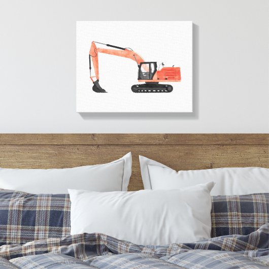 Afdrukken van Red Excavator Construction Vehicle C (Insitu (Slaapkamer))