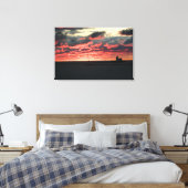 Afdrukken van Red Sunset (vuurtoren) Canvas (Insitu (Slaapkamer))