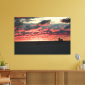 Afdrukken van Red Sunset (vuurtoren) Canvas (Insitu (Woonkamer))