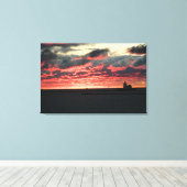 Afdrukken van Red Sunset (vuurtoren) Canvas (Insitu (Houten vloer))