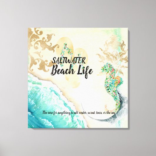 Afdrukken van Saltwater Beach Life Seahorse Faux C (Voorkant)