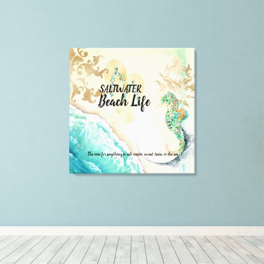 Afdrukken van Saltwater Beach Life Seahorse Faux C (Insitu (Houten vloer))