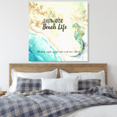 Afdrukken van Saltwater Beach Life Seahorse Faux C (Insitu (Slaapkamer))
