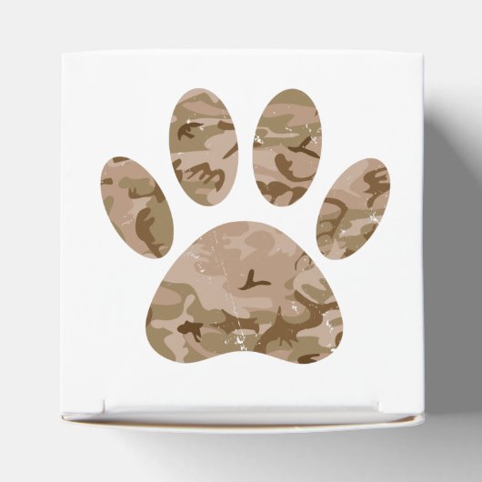 Afdrukken van speciale woestijn-camo dog pow bedankdoosjes (Bovenkant)