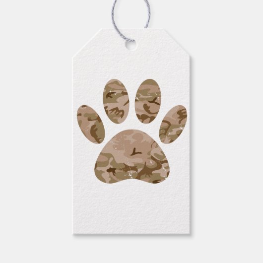 Afdrukken van speciale woestijn-camo dog pow cadeaulabel (Voorkant)