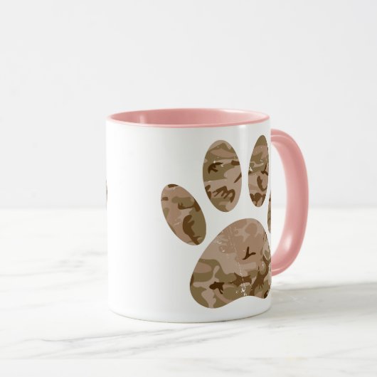 Afdrukken van speciale woestijn-camo dog pow mok (Voorkant rechts)