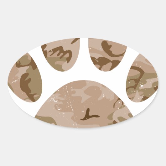 Afdrukken van speciale woestijn-camo dog pow ovale sticker (Voorkant)