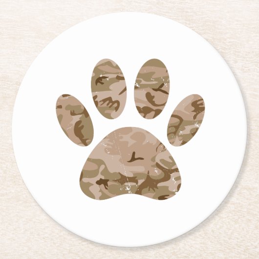 Afdrukken van speciale woestijn-camo dog pow ronde kartonnen onderzetter (Voorkant)
