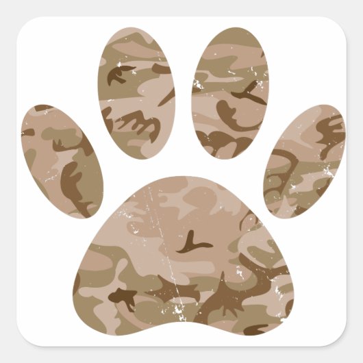 Afdrukken van speciale woestijn-camo dog pow vierkante sticker (Voorkant)