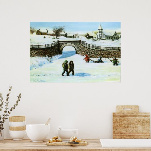 Afdrukken van "Spelen bij de hanger" Poster (Keuken)