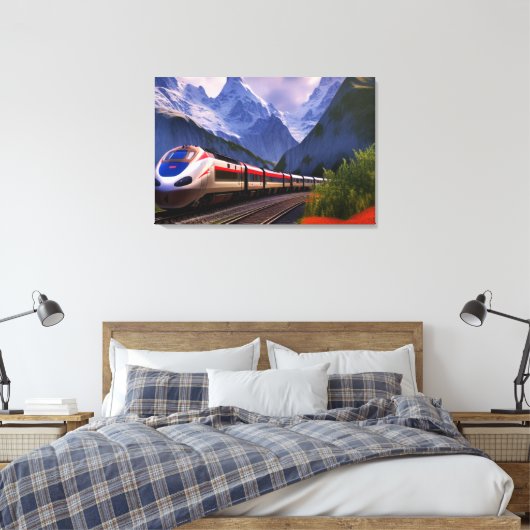Afdrukken van treinCanvas (Insitu (Slaapkamer))