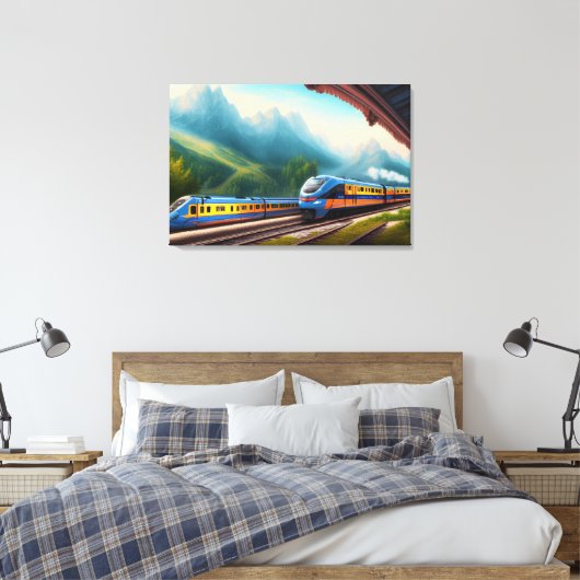 Afdrukken van treinCanvas (Insitu (Slaapkamer))