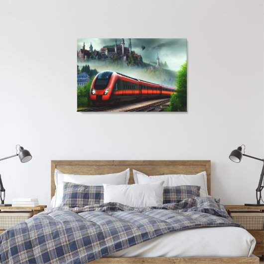 Afdrukken van treinCanvas (Insitu (Slaapkamer))