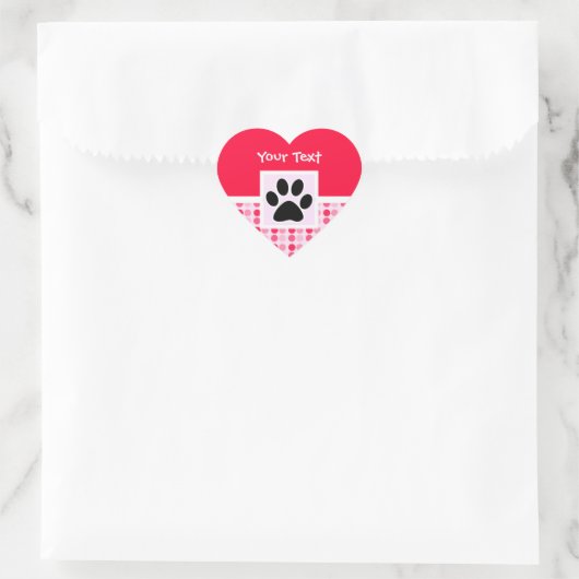 Afdrukken van vaste paw hart sticker (Tas)