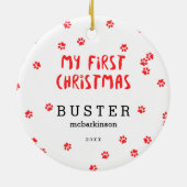 Afdrukken van vaste verf | Eerste kerstfoto van Pu Keramisch Ornament (Achterkant)