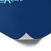 Afdrukken van ventilatorkoraal, Aqua op diepkobalt Poster (Hoek)